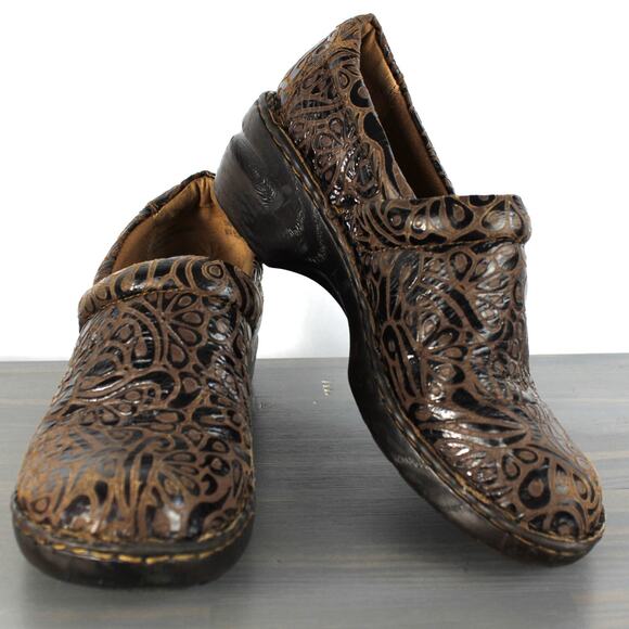 b.o.c Born‎ Peggy Embossed Leather Clogs Women Size 10 EU 42 Brown Boho Comfort - Picture 2 of 10